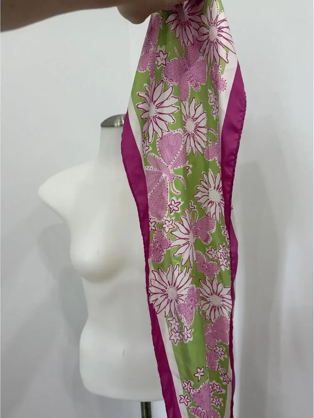 Lilly Pulitzer Breast Cancer Floral and Butterfly Patterned Silk Scarf